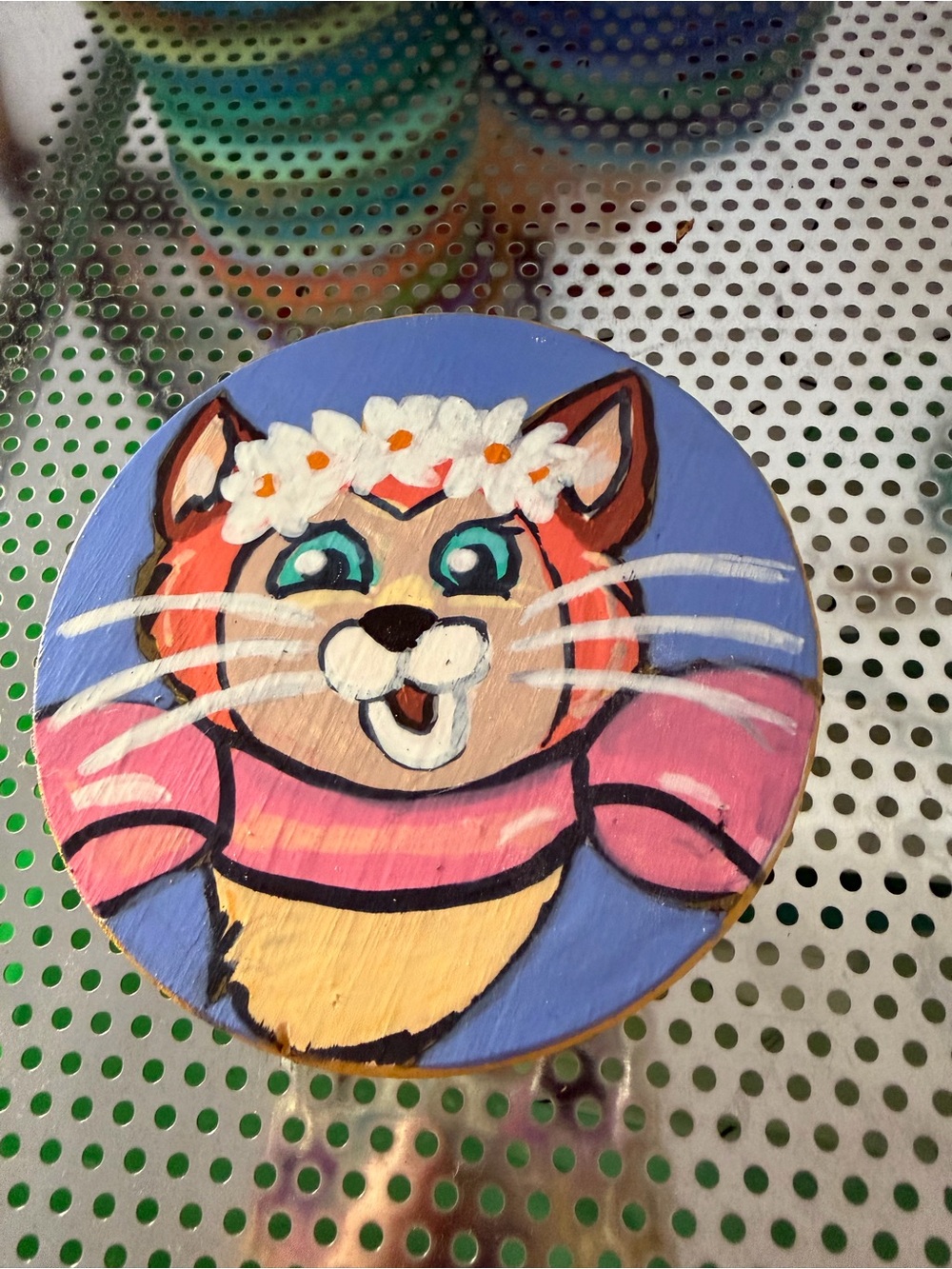 Custom hand painted Disney Dinah cat coaster